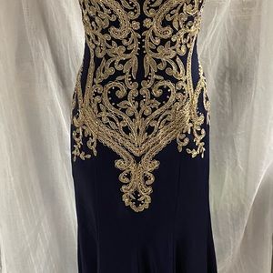 Floor length navy Formal dress (gown)